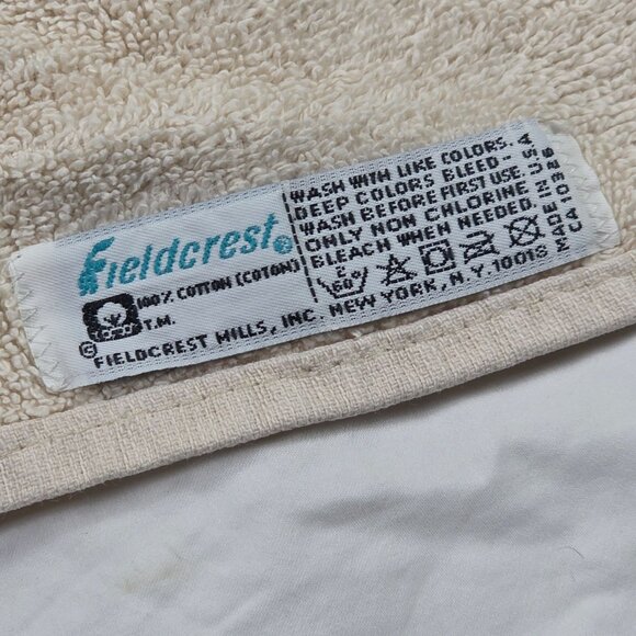 Vintage Fieldcrest Cotton Bath Towel Cream Beige Made In USA Absorbent - Picture 3 of 6